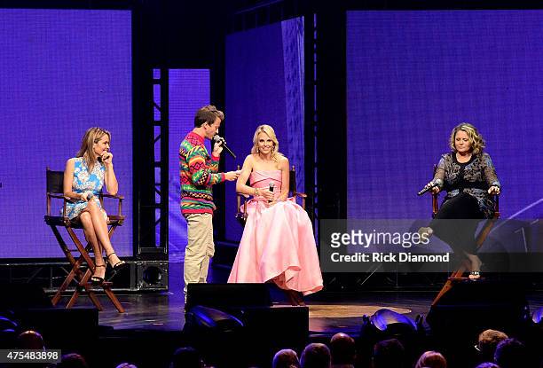 Chelsea Noble, Mike Donehey, Elisabeth Hasselbeck, and Mary Beth Chapman speak onstage during the 3rd Annual KLOVE Fan Awards at the Grand Ole Opry...