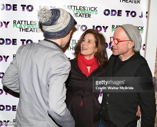 Gideon Babe Ruth Howard, Debra Winger and Arliss Howard attend the opening night of "Ode To Joy" at Cherry Lane Theatre on February 27, 2014 in New...