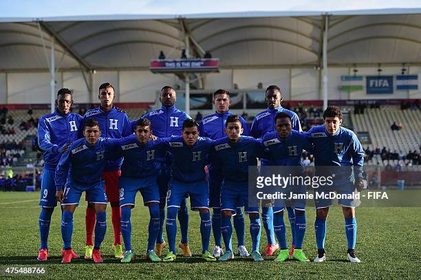 The team of Honduras during the Group E FIFA U-20 World Cup New Zealand 2015 match between Uzbekistan and Honduras at AMI Stadium on June 1, 2015 in...