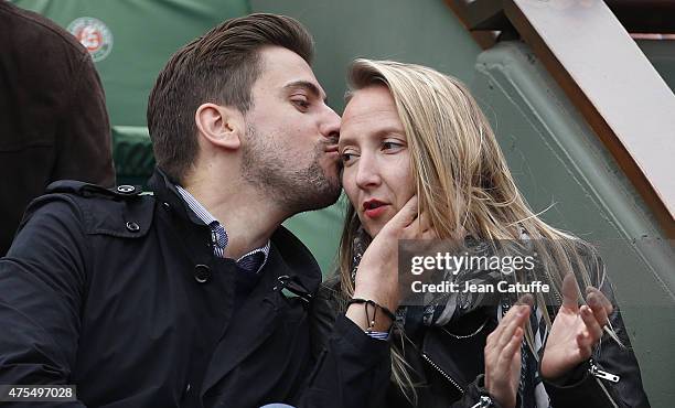 Audrey Lamy and her boyfriend Thomas Sabatier attend day 8 of the French Open 2015 at Roland Garros stadium on May 31, 2015 in Paris, France.