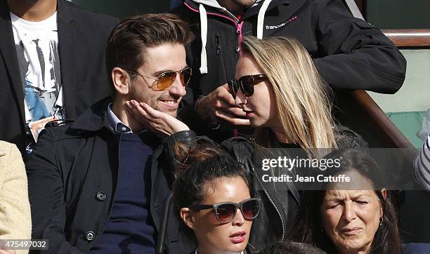 Audrey Lamy and her boyfriend Thomas Sabatier attend day 8 of the French Open 2015 at Roland Garros stadium on May 31, 2015 in Paris, France.