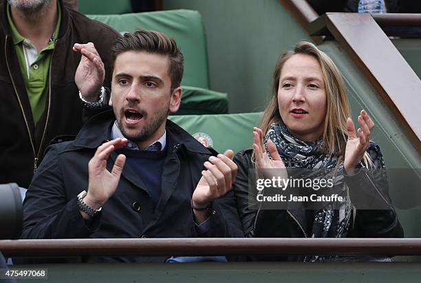 Audrey Lamy and her boyfriend Thomas Sabatier attend day 8 of the French Open 2015 at Roland Garros stadium on May 31, 2015 in Paris, France.