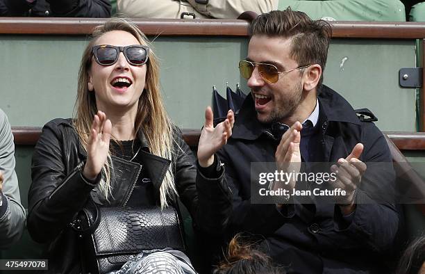 Audrey Lamy and her boyfriend Thomas Sabatier attend day 8 of the French Open 2015 at Roland Garros stadium on May 31, 2015 in Paris, France.