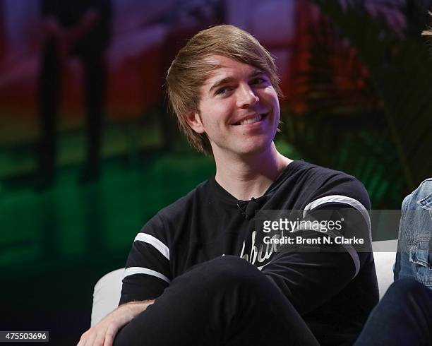 Author Shane Dawson appears on stage during "Vlogger to Author" at BookCon held at the Javits Center on May 31, 2015 in New York City.