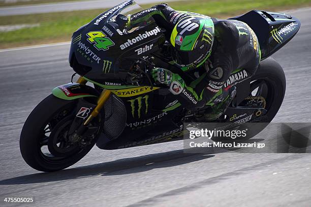 Pol Espargaro of Spain and Monster Yamaha Tech 3 heads down a straight during the MotoGP Tests in Sepang - Day Three at Sepang Circuit on February...