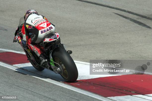 Stefan Bradl of Germany and LCR Honda MotoGP heads down a straight during the MotoGP Tests in Sepang - Day Three at Sepang Circuit on February 28,...