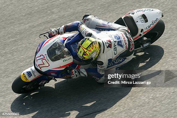 Karel Abraham of Czech and Cardion AB Motoracing rounds the bend during the MotoGP Tests in Sepang - Day Three at Sepang Circuit on February 28, 2014...