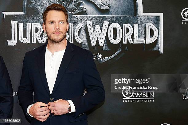Chris Pratt attends the 'Jurassic World' Photocall on June 01, 2015 in Berlin, Germany.