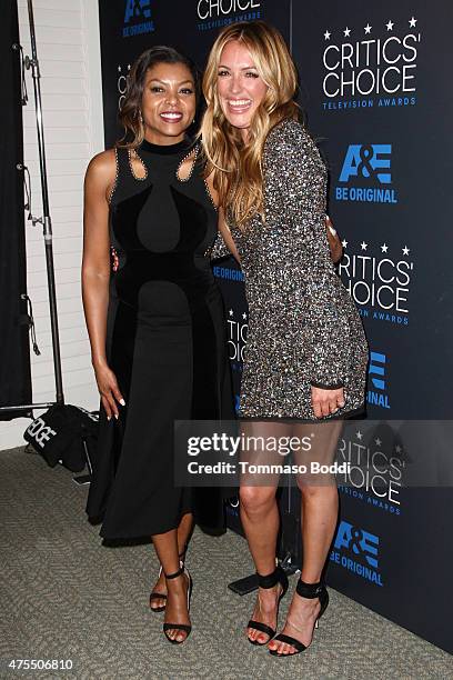 Taraji P. Henson, left, and Cat Deeley pose in the press room during the 5th annual Critics' Choice Television Awards at The Beverly Hilton Hotel on...