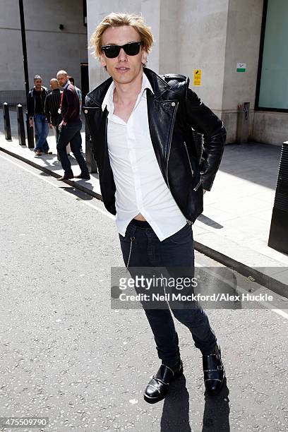 Jamie Campbell Bower seen arriving at the BBC Radio 2 Studios on June 1, 2015 in London, England.