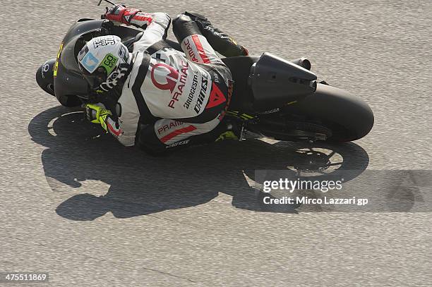 Andrea Iannone of Italy and Pramac Racing rounds the bend during the MotoGP Tests in Sepang - Day Three at Sepang Circuit on February 28, 2014 in...