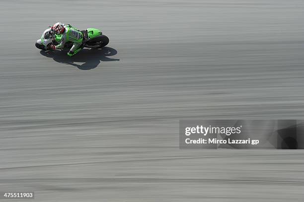 Nicky Hayden of USA and Drive M7 Aspar rounds the bend during the MotoGP Tests in Sepang - Day Three at Sepang Circuit on February 28, 2014 in Kuala...