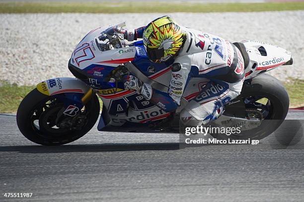 Karel Abraham of Czech and Cardion AB Motoracing heads down a straight during the MotoGP Tests in Sepang - Day Three at Sepang Circuit on February...