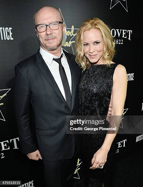 Director Paul Haggis and Actress Maria Bello attend the 7th Annual Hollywood Domino and Bovet 1822 Gala benefiting artists for peace and justice at...