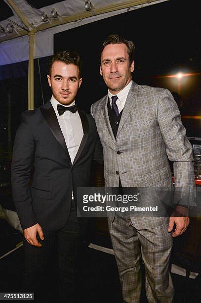 Singer Kevin Jonas and actor Jon Hamm attend the 7th Annual Hollywood Domino and Bovet 1822 Gala benefiting artists for peace and justice at Sunset...