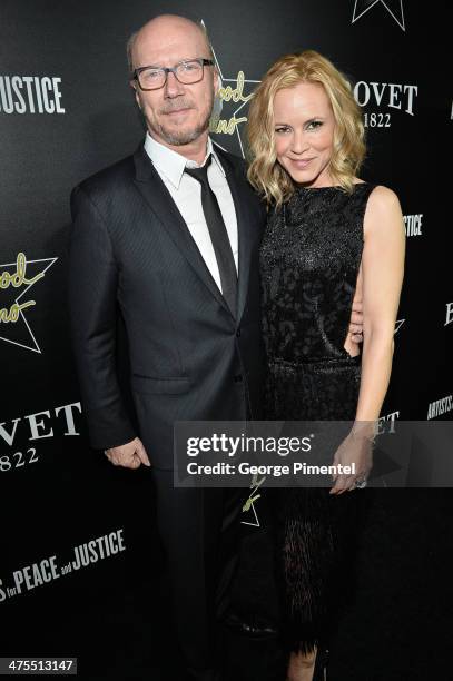 Director Paul Haggis and Actress Maria Bello attend the 7th Annual Hollywood Domino and Bovet 1822 Gala benefiting artists for peace and justice at...