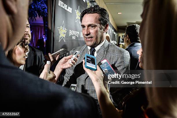 Actor Jon Hamm attends the 7th Annual Hollywood Domino and Bovet 1822 Gala benefiting artists for peace and justice at Sunset Tower on February 27,...