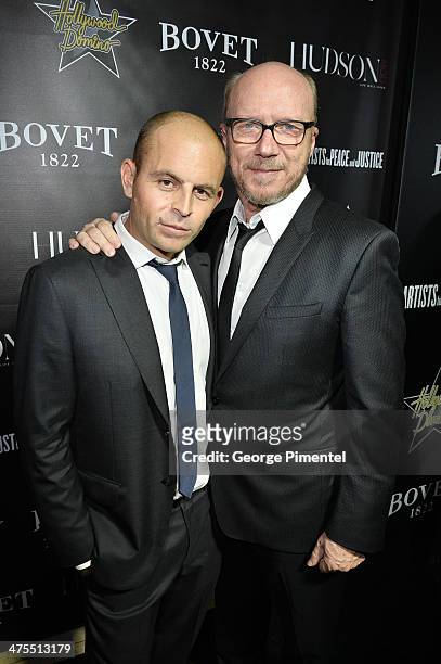 David Belle and director Paul Haggis attends the 7th Annual Hollywood Domino and Bovet 1822 Gala benefiting artists for peace and justice at Sunset...