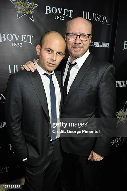 David Belle and director Paul Haggis attends the 7th Annual Hollywood Domino and Bovet 1822 Gala benefiting artists for peace and justice at Sunset...