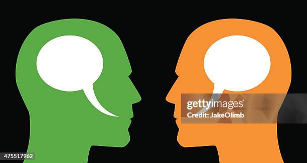 man and man speech bubbles - two men fighting stock illustrations