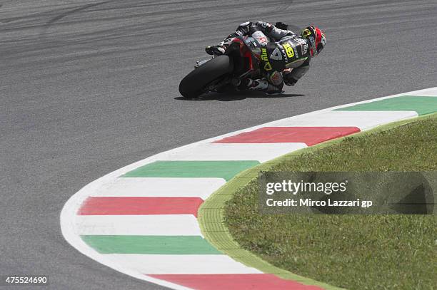 Alvaro Bautista of Spain and Factory Aprilia Gresini rounds the bend during the Michelin tires test during the MotoGp Tests At Mugello at Mugello...