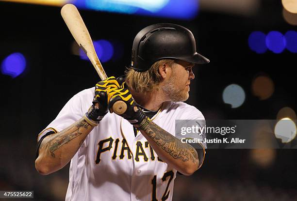 Corey Hart of the Pittsburgh Pirates bats during the game against the Cincinnati Reds at PNC Park on May 6, 2015 in Pittsburgh, Pennsylvania.