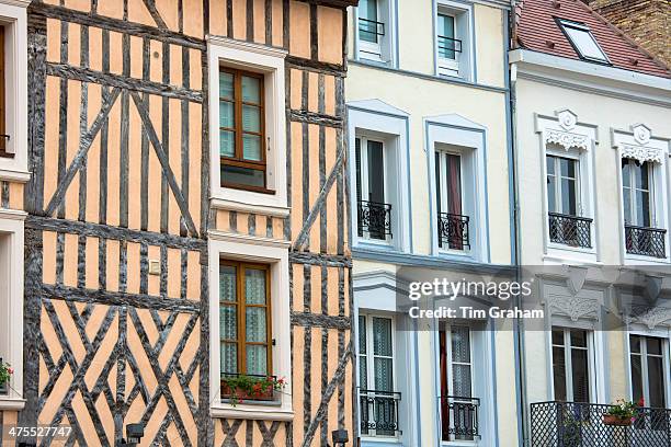 medieval timber architecture at troyes, france - troyes champagne region stock pictures, royalty-free photos & images