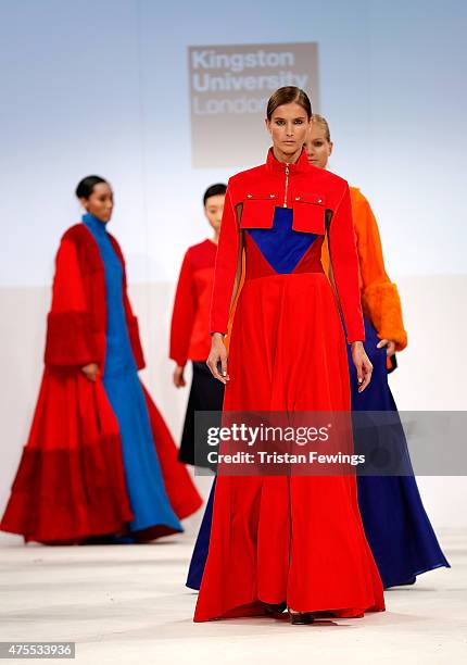 Designs by Josh Read of Kingston University on day 3 of Graduate Fashion Week at The Old Truman Brewery on June 1, 2015 in London, England.