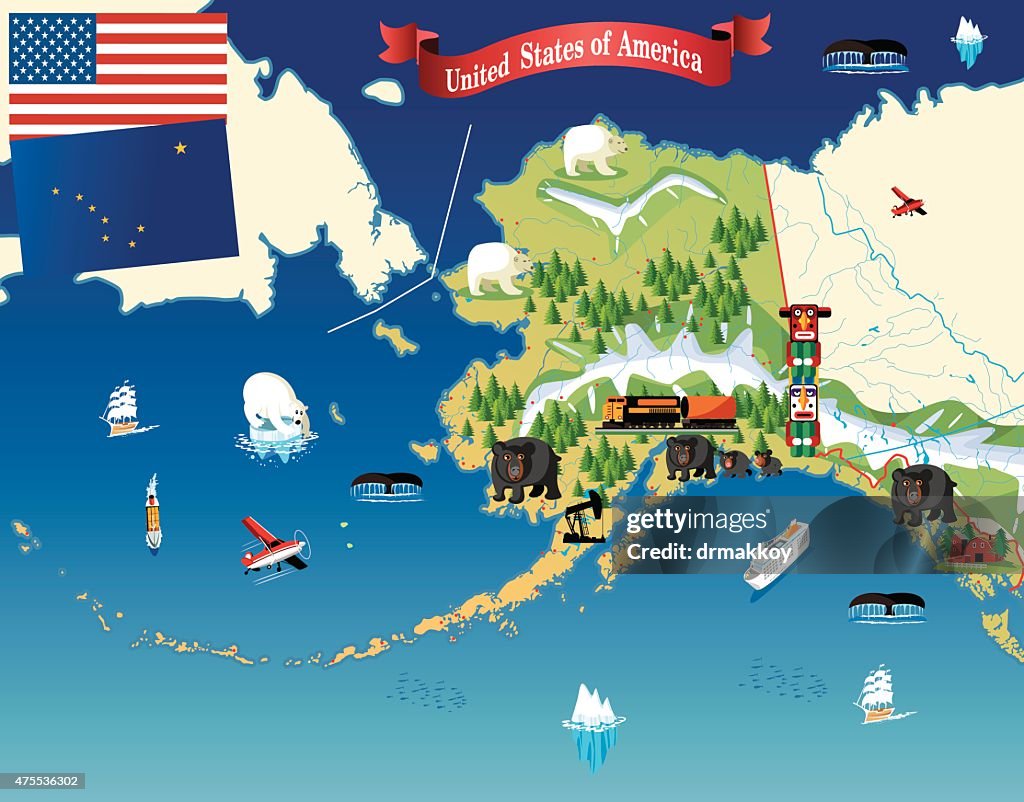 Cartoon map of Alaska