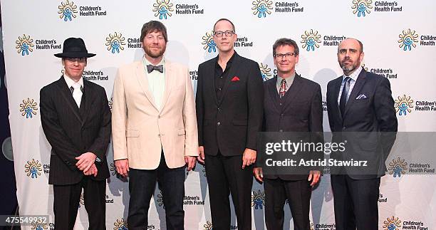 Jim Loughlin, Rob Derhak, Chuck Garvey, Vinnie Amico, and Al Schnier of the band moe. Attend the Childrens Health Fund Annual Gala at Jazz at Lincoln...