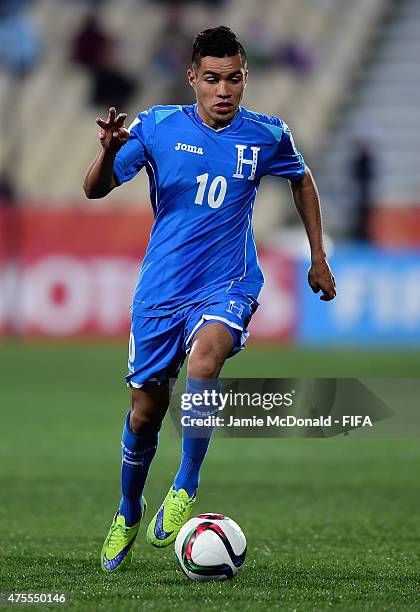 Jose Escalante of Honduras in action during the Group E FIFA U-20 World Cup New Zealand 2015 match between Uzbekistan and Honduras at AMI Stadium on...