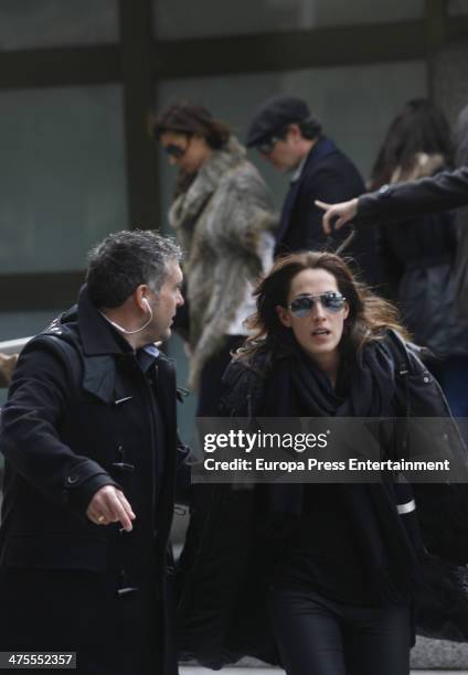 Malu leaves M-30 morgue to the the funeral chapel for the flamenco guitarist Paco de Lucia at Auditorio Nacional on February 28, 2014 in Madrid,...