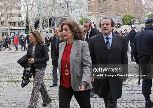 Madrid major Ana Botella attends the funeral chapel for the flamenco guitarist Paco de Lucia at Auditorio Nacional on February 28, 2014 in Madrid,...