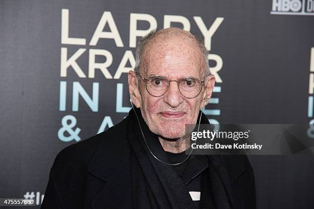 Larry Kramer attends the "Larry Kramer In Love And Anger" New York premiere at Time Warner Center on June 1, 2015 in New York City.