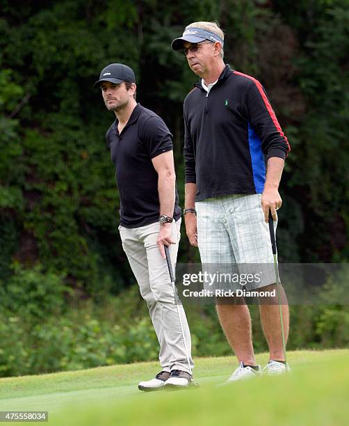 Actor Charles Esten and Professional Golfer Mike Hulbert attend The 23nd Annual Vinny Pro-Celebrity-Junior Golf Invitational hosted by Vince Gill at...