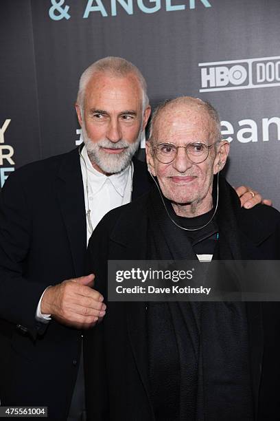 Larry Kramer and David Webster attend the "Larry Kramer In Love And Anger" New York Premiere at Time Warner Center on June 1, 2015 in New York City.