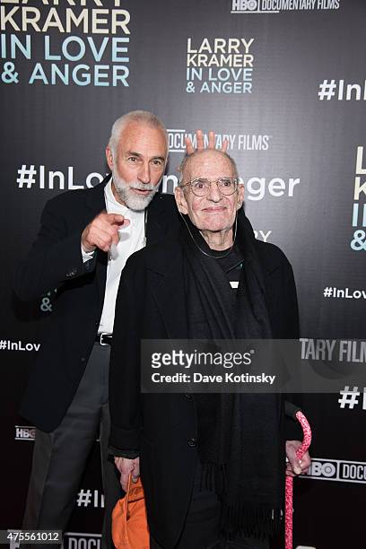 Larry Kramer and David Webster attend the "Larry Kramer In Love And Anger" New York Premiere at Time Warner Center on June 1, 2015 in New York City.