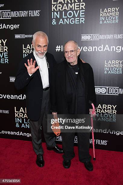 Larry Kramer and David Webster attend the "Larry Kramer In Love And Anger" New York Premiere at Time Warner Center on June 1, 2015 in New York City.