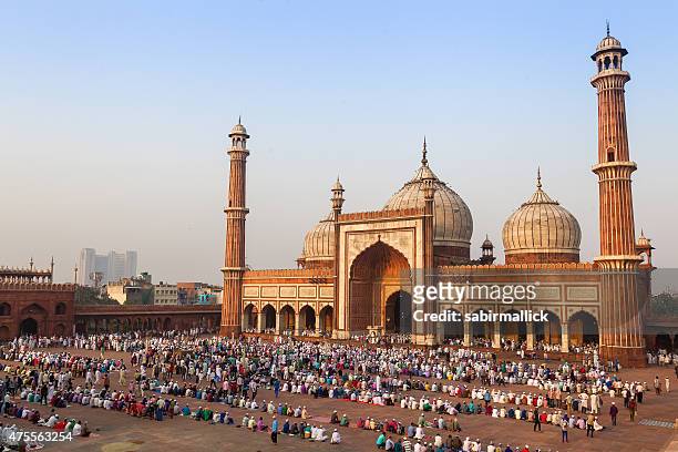 jama masjid, delhi, indien - delhi jama masjid mosque stock-fotos und bilder