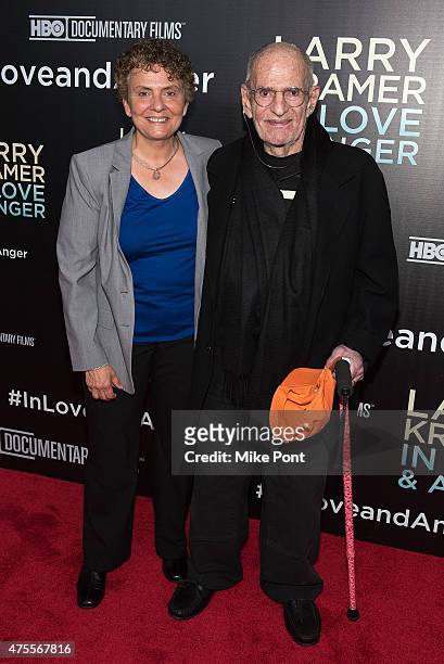 Director Jean Carlomusto and LGBT activist Larry Kramer attend the "Larry Kramer in Love and Anger" New York Premiere at Time Warner Center on June...