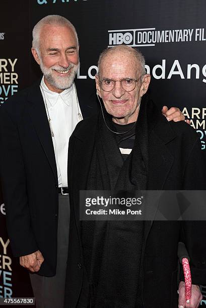 David Webster and LGBT activist Larry Kramer attend the "Larry Kramer in Love and Anger" New York Premiere at Time Warner Center on June 1, 2015 in...