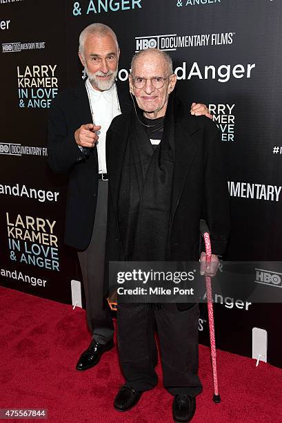 David Webster and LGBT activist Larry Kramer attend the "Larry Kramer in Love and Anger" New York Premiere at Time Warner Center on June 1, 2015 in...