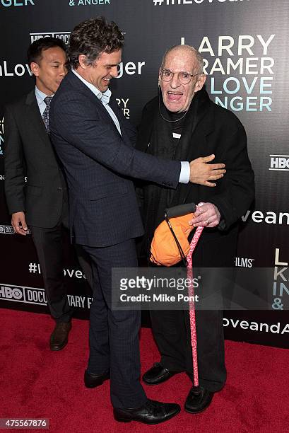 Actor Mark Ruffalo and LGBT activist Larry Kramer attend the "Larry Kramer in Love and Anger" New York Premiere at Time Warner Center on June 1, 2015...