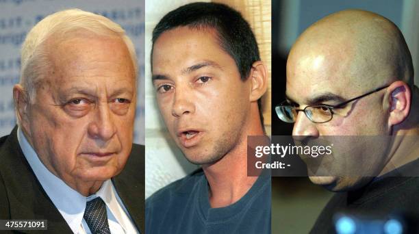 This combo picture shows recent portraits of Israeli Prime Minister Ariel Sharon and his sons Gilad and Omri . The Premier is looking vulnerable 10...