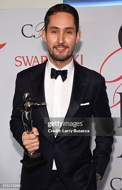 Kevin Systrom poses on the winners walk at the 2015 CFDA Fashion Awards at Alice Tully Hall at Lincoln Center on June 1, 2015 in New York City.