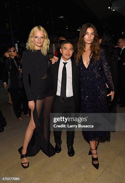 Model Hanne Gaby Odiele, Thakoon Panichgul and Lily Aldridge attend the 2015 CFDA Fashion Awards at Alice Tully Hall at Lincoln Center on June 1,...