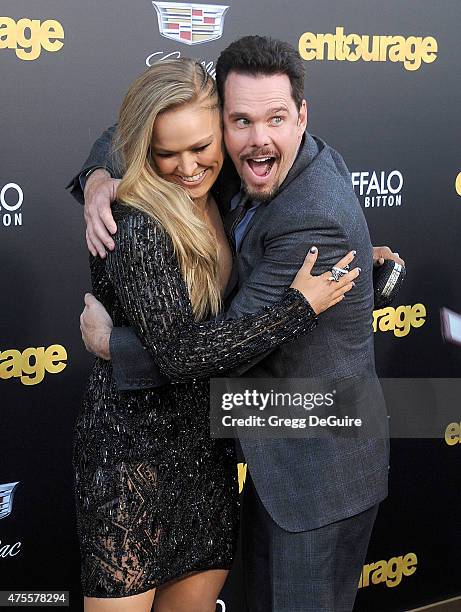 Actress/MMA fighter Ronda Rousey and actor Kevin Dillon arrive at the Los Angeles premiere of "Entourage" at Regency Village Theatre on June 1, 2015...