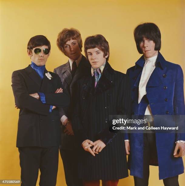 English pop group The Herd, circa 1967. Left to right: drummer Andrew Steele, bassist Gary Taylor, guitarist Peter Frampton and keyboard player Andy...