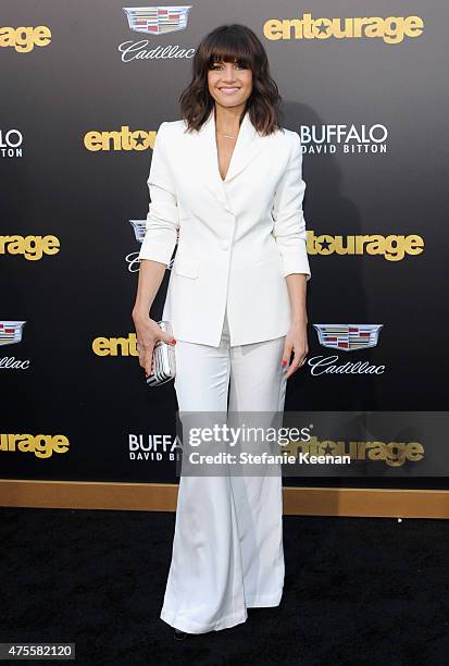 Actress Carla Gugino attends the premiere of ENTOURAGE, sponsored by Buffalo David Bitton, at the Regency Village Theatre on June 1, 2015 in...