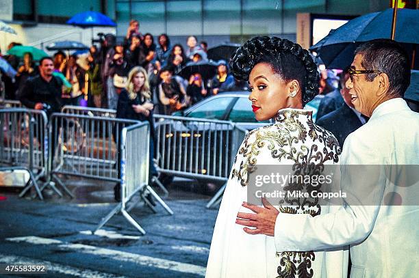 Janelle Monae and Tadashi Shoji arrive at the 2015 CFDA Fashion Awards at Alice Tully Hall at Lincoln Center on June 1, 2015 in New York City.